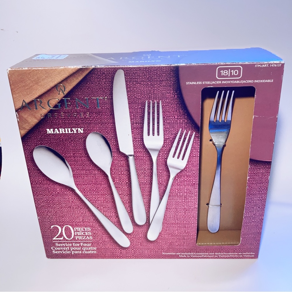 ARGENT Marilyn 20-Piece Stainless Steel Flatware Set in Silver